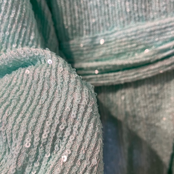 One33 Social Cascade Ruffle Sequin Minidress In Aqua Size 12 - Picture 4 of 5